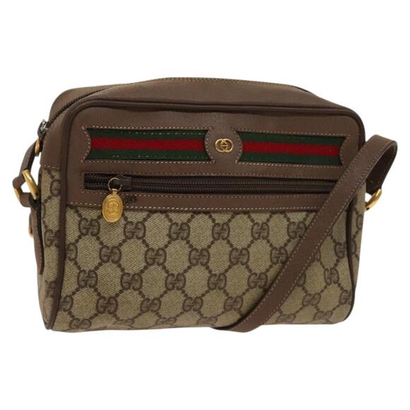 GUCCI GG Supreme Web Sherry Line Bag Pvc Beige Gold 001 44 001 44 - Picture 1 of 16